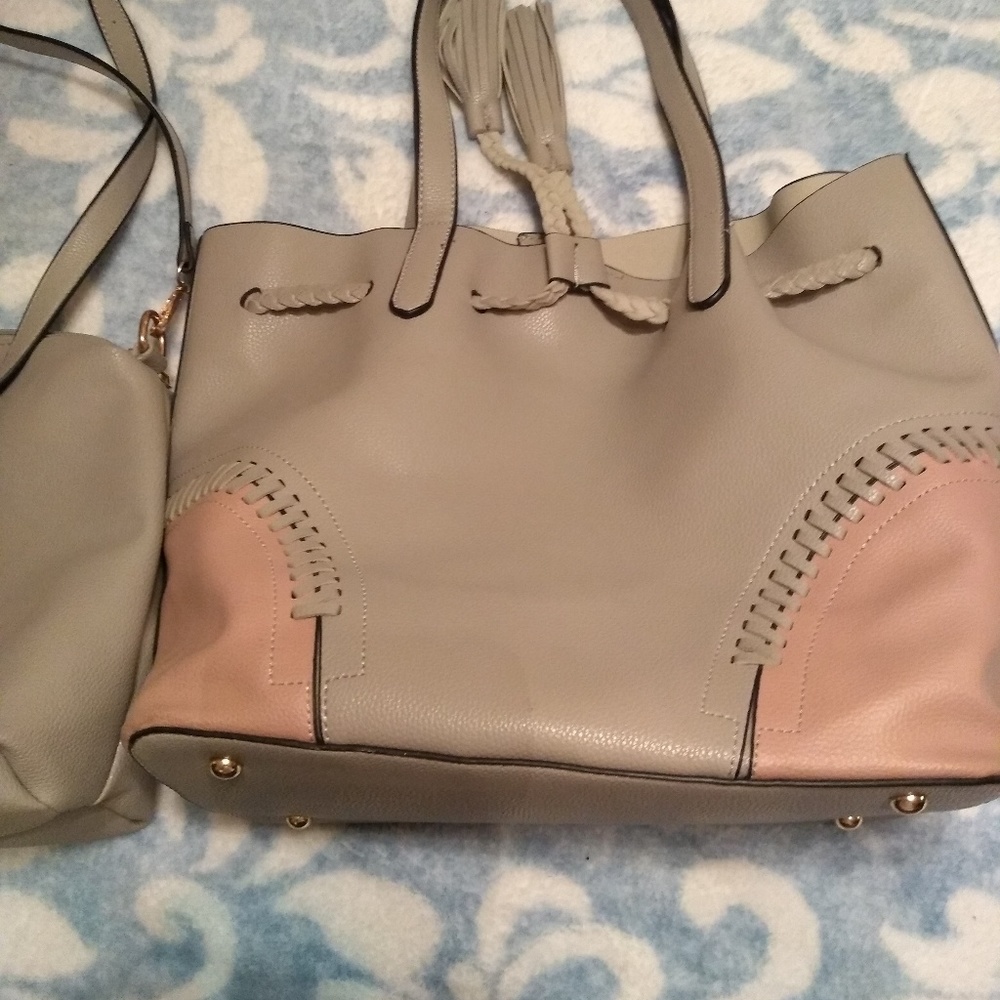 Leather bag w/ matching shoulder bag